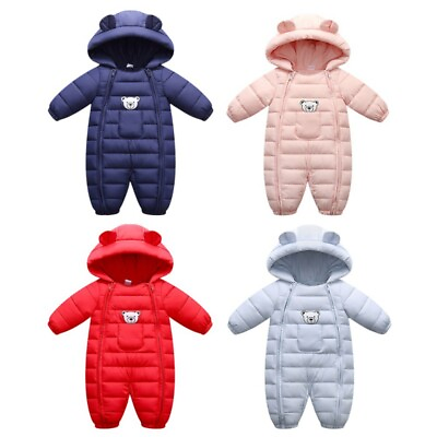 #ad Newborn Baby Boys Girls Hooded Romper Bear Jumpsuit Jacket Thick Winter Coat $29.87