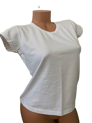 #ad B8 White Basic Short sleeve casual day shirt Sz M $5.99