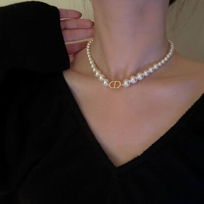 #ad #ad Pearl Necklace Women#x27;s Collar Chain Clavicle Decoration $7.92