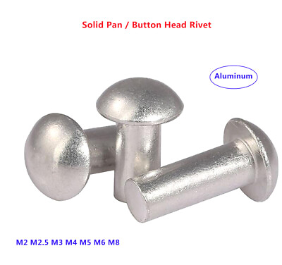 #ad M2 2.5 3 4 5 6 8 Solid Aluminum Pan Button Head Rivet Fasteners GB867 Alu Rivets $2.49