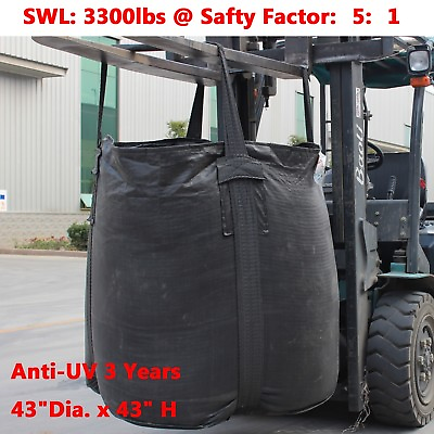 NEW Heavy Duty PP FIBC Sack Bulk Bag Ton Bag 3300lb SWL DUFFLE Top Anti UV 3Y $41.00