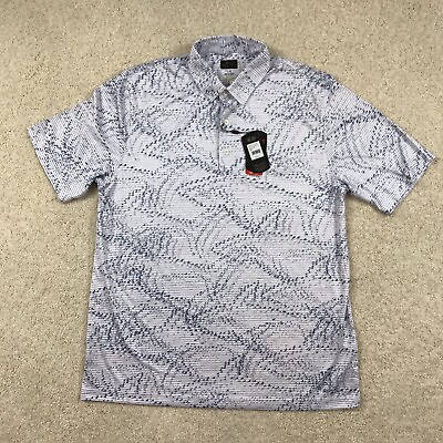 #ad Greg Norman Polo Golf Shirt Mens Large New Printed White Play Dry $39.99
