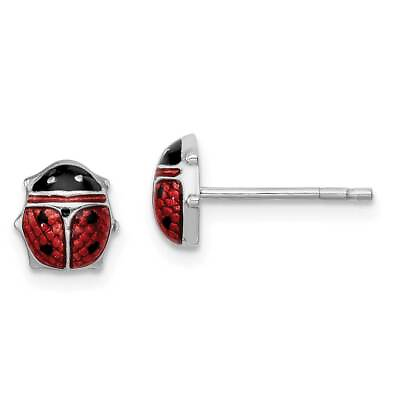 #ad Sterling Silver Rhodium Polished Enameled Lady Bug Post Earrings 0.28quot; $51.32