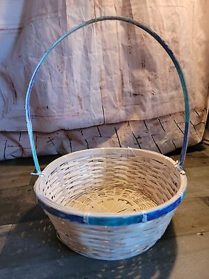 #ad Easter basket AS IS woven blue Easter $4.28