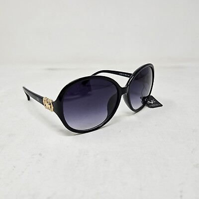 #ad NEW Vintage V1969 Black Gold Stylish Round Sunglasses LLV9617 C1 58 17 $26.39