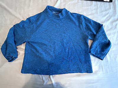 #ad Cut Loose Womens Sweater Large Blue Made in USA Long Sleeve Sweatshirt HI Neck $21.91