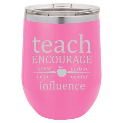 #ad Stemless Wine Tumbler Coffee Travel Mug Glass Teach Encourage Influence Teacher $25.99