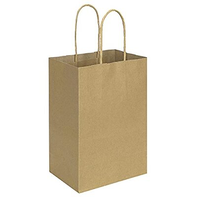 #ad 100 Pack 5.25quot;x3.25x8quot; Brown Small Paper Bags with Handles Bulk Gift Paper Bags $29.99