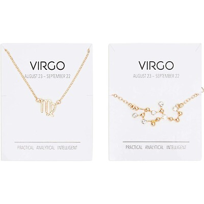 #ad Virgo Zodiac Necklace and Bracelet Astrology Jewelry Sets for Women $8.89