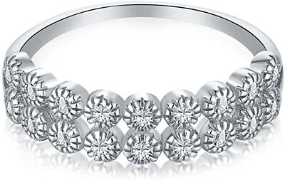 #ad Eternal Diamond Silver Sterling Rhodium Plated Cubic Zirconia Ring AU $12.99