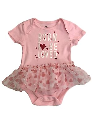 #ad Infant Girls Pink Heart Born To Be Loved Valentines Day Tutu Dress Bodysuit $11.99