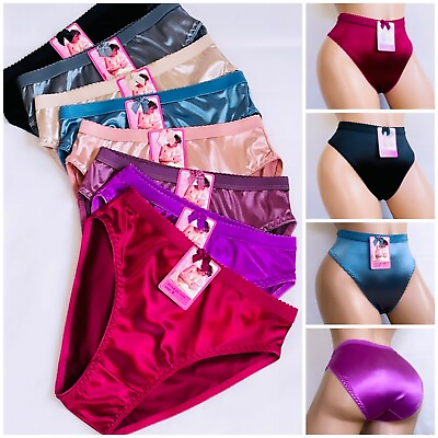 #ad Women#x27;s Briefs 3 6 12 Bikini High cut Panties Undies Satin Silky Cool Lot 3121 $12.95