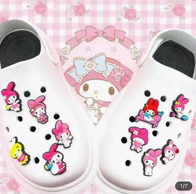 #ad 10pcs Cute Sanrio My Melody For Croc Accessories Shoe Jewelry Decoration $13.99