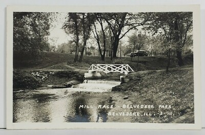 #ad RPPC Mill Race Park BELVIDERE ILLINOIS Old Car Real Photo Postcard P7 $39.95