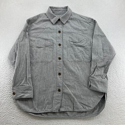 #ad Everlane Soft Cotton Flannel Button Down Shirt in Gray Solid size 6 $22.29