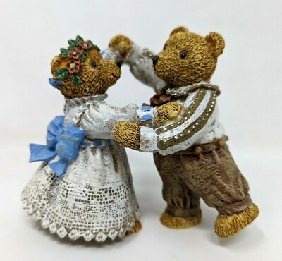 #ad VTG Lang amp; Wise Teddys Toys Wedding Days Jim amp; Linda Dancing Bear Figurine BB21 $6.25