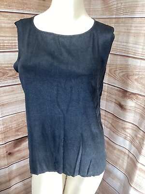 👚 The Works Saks Fifth Avenue Silk Sleeveless Top Women’s Size Large Black $19.00