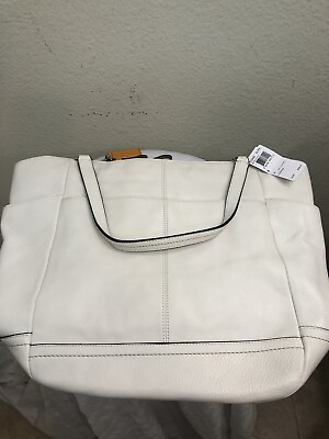 #ad New Coach Tote Bag Purse PRK LTH NS Off White Leather Authentic W tag $159.16