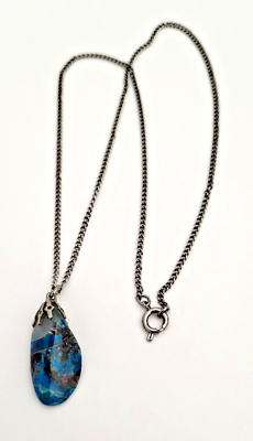 #ad Jasper Necklace Ocean Sediment Pendant Silver Tone Chain Necklace 18” $14.95