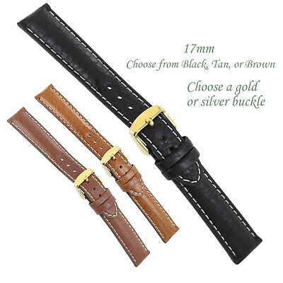 #ad 17mm DeBeer Handcrafted Sport Leather Contrast Stitched Padded Men#x27;s Watch Band $29.95
