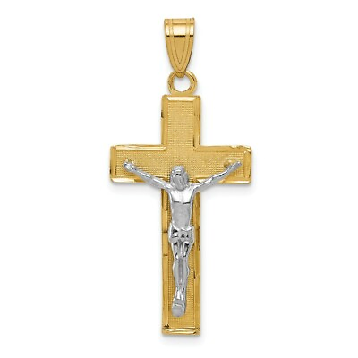 #ad 14k Two Tone Gold Diamond cut Crucifix Cross Pendant $186.98