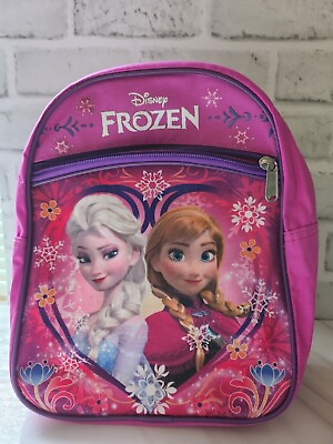 #ad Disney Frozen Backpack Small 11quot; Anna Elsa Pink Flowers Snowflakes $9.73
