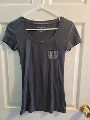 #ad victorias secret sequin bling Dark Gray Tshirt. XS Xsmall. Euc PRICED TO SELL $5.99