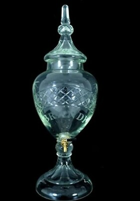 #ad Vintage Cut Crystal Glass Brandy Liquor Dispenser Decanter circa 1880 $350.00