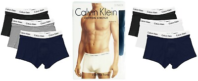 Calvin Klein Men#x27;s Low Rise Trunks 3 Pack Classic Fit Cotton Stretch Underwear $19.99
