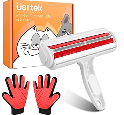#ad Usitek Grooming Care Pet Hair Remover Roller and Pet Grooming Gloves Deshedding $20.49