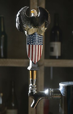#ad Ebros American Bald Eagle USA Flag Shield Novelty Beer Tap Handle Figurine $39.99