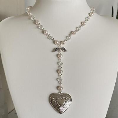 The Cupids Daydream Locket Beaded Chain Layered Necklace Rosary Necklace C $4.99