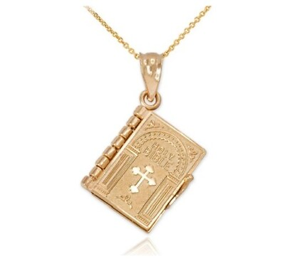 Necklace Gold Openable Holy Bible Book Pendant Necklaces Gift Christmas Thanksg $8.85