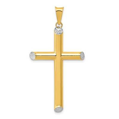 #ad 14K Gold with Rhodium 3D Hollow D C Cross Pendant 1 x 1.8 in $327.33