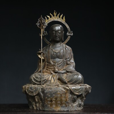 #ad 12quot; Old Antique Tibet Tibetan Buddhism temple Bronze Ksitigarbha Buddha statue $390.99