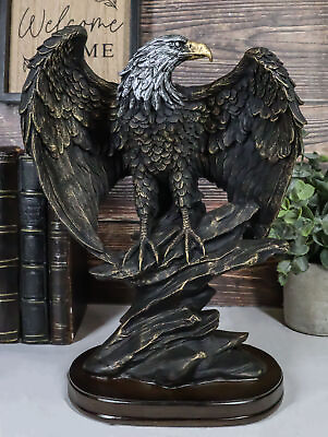 #ad American Patriotic Large Bald Eagle Perched On Rocky Cliff Resin Figurine 10quot;H $34.99