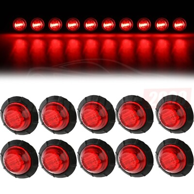 #ad 10x 3 4quot; Led Marker Light Sealed Truck Trailer Auxiliary Turn Signal Light Red $14.99