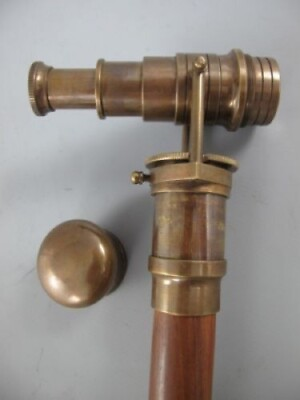 #ad Telescope Design Antique Solid Brass Handle Wooden Walking Stick Cane gift Style $40.95
