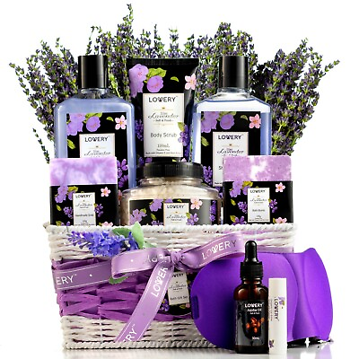 Lavender amp; Lilac Home Spa Gift Basket For Women amp; Men Sleep Mask $46.99