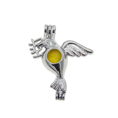 #ad 3pcs Silver Plated Alloy Dove Bird Pearl Cage Oil Diffuser Locket Charms Pendant $3.03