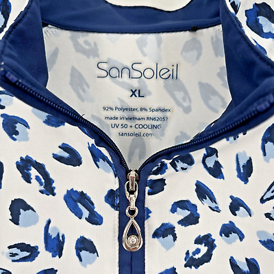 #ad SAN SOLEIL UV 50 1 4 Zip Women’s XL Blue Golf Tennis Pullover Cooling $29.99