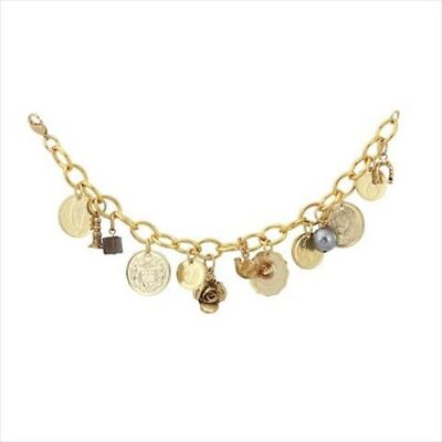 #ad Gold Layered Foreign Coins Charm Bracelet Coin Jewelry $59.95