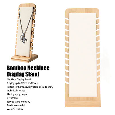 #ad Bamboo Necklace Display Stand Professional White Necklace Bracelet Holder $14.43