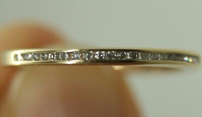 #ad 100% Genuine 9k Solid Yellow Gold Slim Diamonds Eternity Ring Sz 7.75 or P AU $297.00