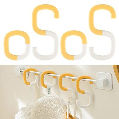 #ad S Shaped Shower Curtain Hooks Multi Function Foldable Hook Colorded Yellow $11.37