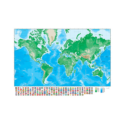 #ad Geological World Map with Flags 36*24inch $10.27