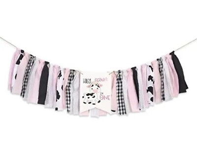 #ad Holy Cow I#x27;m One Banner 1st birthday high chair bannerPink Cow 1st Birthday... $14.40