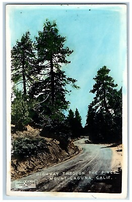#ad Mount Laguna CA Postcard RPPC Photo Highway Through The Pines c1930#x27;s Vintage $29.95