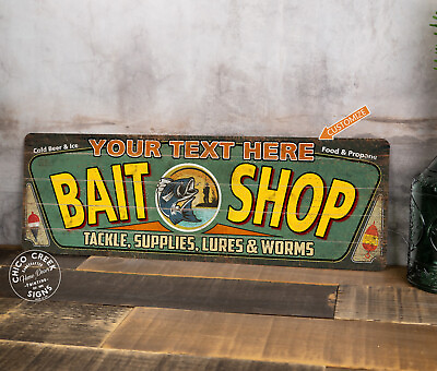 #ad Personalized Bait Shop Sign Rustic Decor Vintage Fishing Tackle 106182002002 $49.95