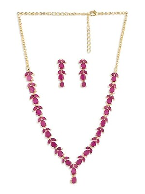 #ad ZAVERI PEARLS Delicate Ruby Necklace Set For Women ZPFK6110 $26.90